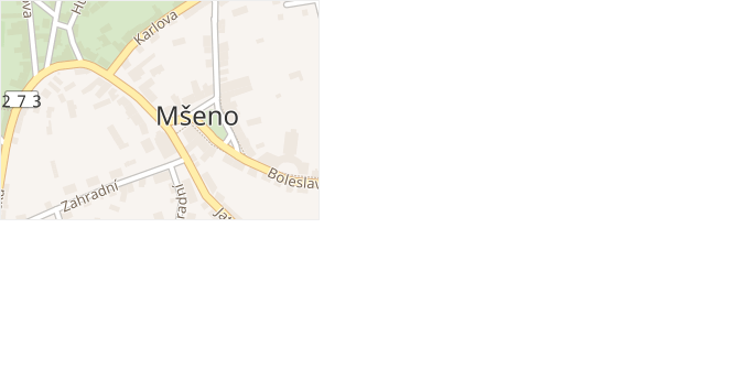 Masarykova v obci Mšeno - mapa ulice