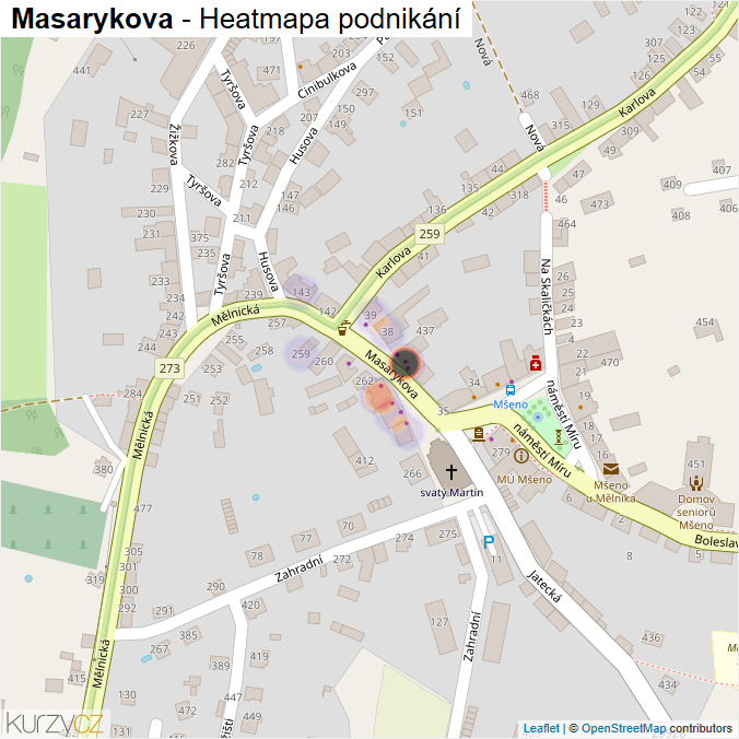Mapa Masarykova - Firmy v ulici.