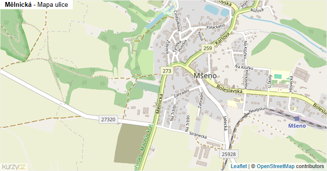 Mělnická - mapa ulice
