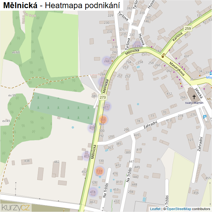 Mapa Mělnická - Firmy v ulici.