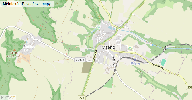 Mělnická - záplavové mapy stoleté vody