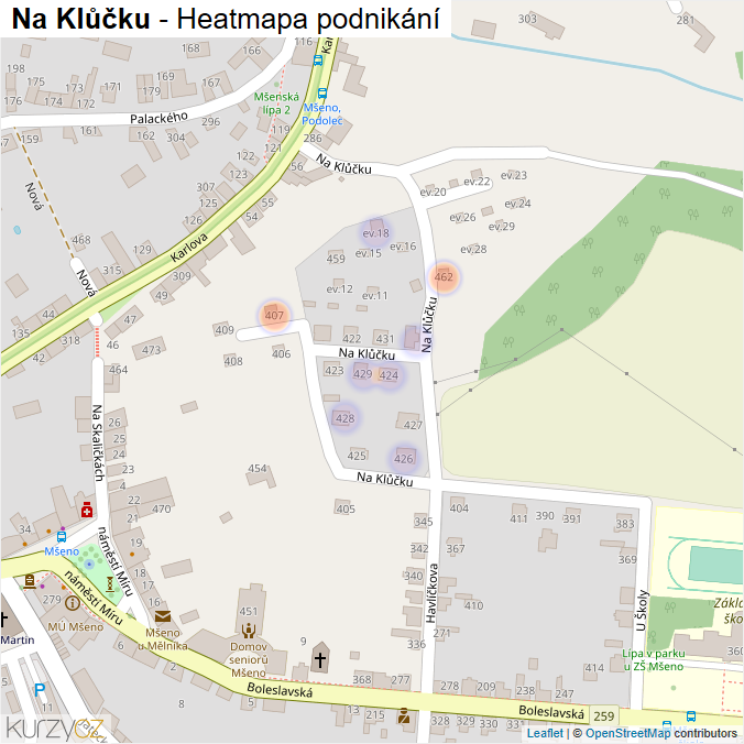 Mapa Na Klůčku - Firmy v ulici.