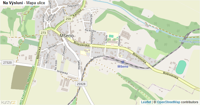 Na Výsluní - mapa ulice