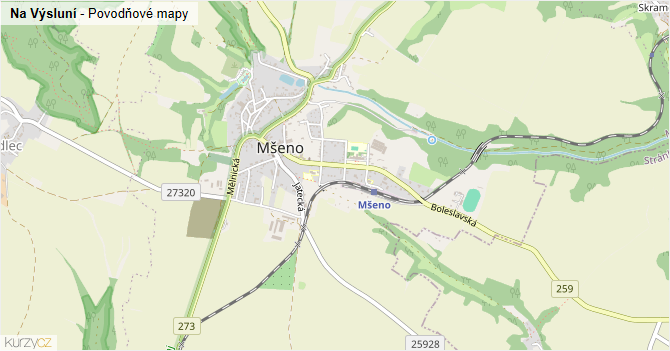 Na Výsluní - záplavové mapy stoleté vody