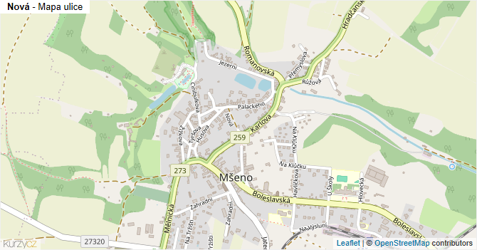 Nová - mapa ulice