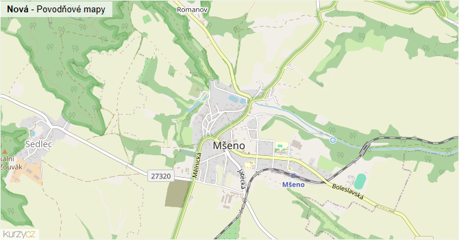 Nová - záplavové mapy stoleté vody