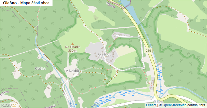 Olešno - mapa části obce