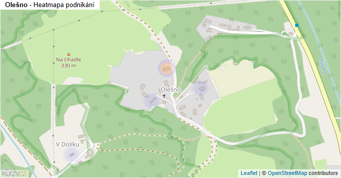 Olešno - mapa podnikání