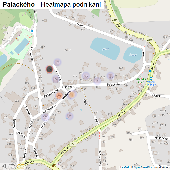 Mapa Palackého - Firmy v ulici.