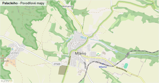 Palackého - záplavové mapy stoleté vody
