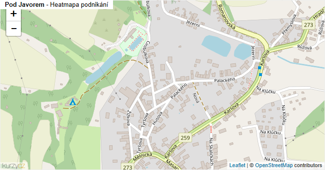Pod Javorem - mapa podnikání
