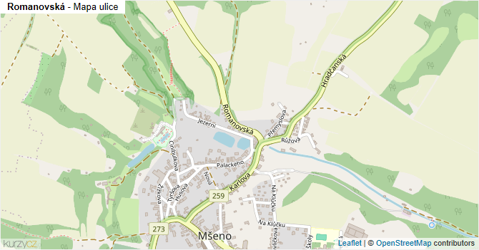 Romanovská - mapa ulice