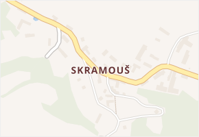 Skramouš v obci Mšeno - mapa části obce