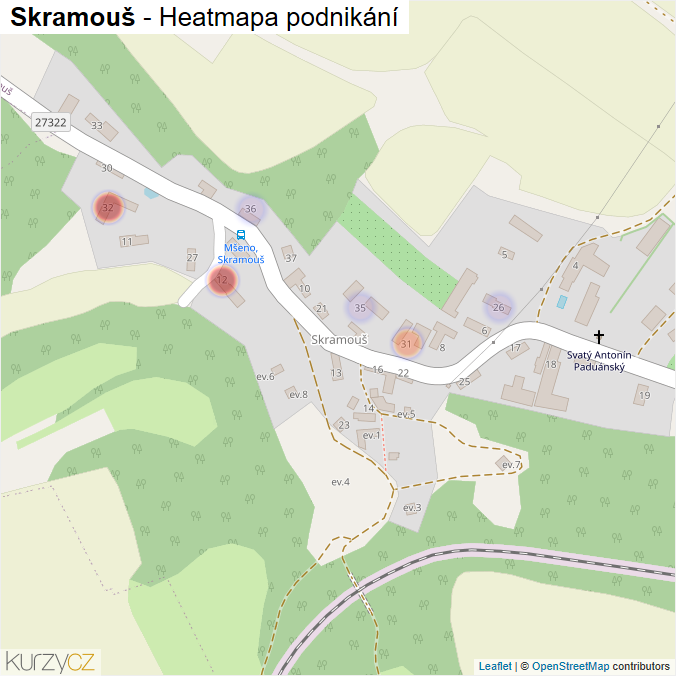 Mapa Skramouš - Firmy v části obce.
