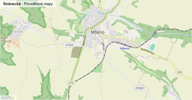 Stránecká - záplavové mapy stoleté vody