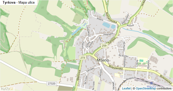 Tyršova - mapa ulice
