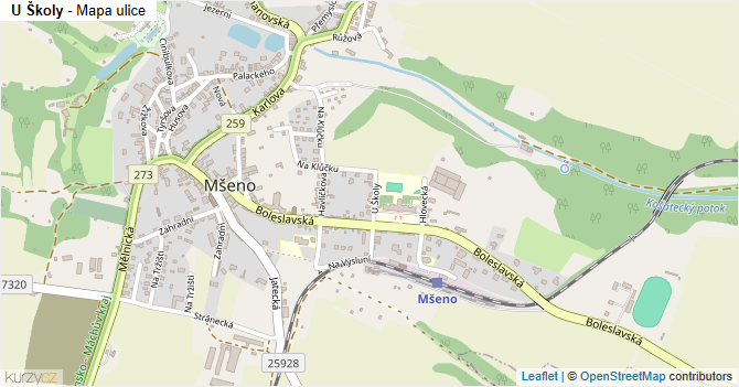U Školy - mapa ulice