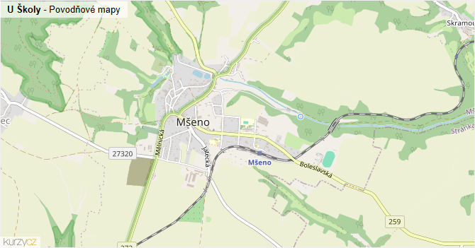 U Školy - záplavové mapy stoleté vody