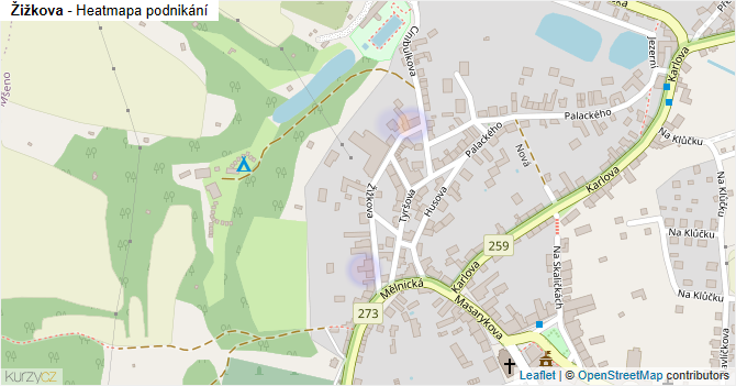 Žižkova - mapa podnikání