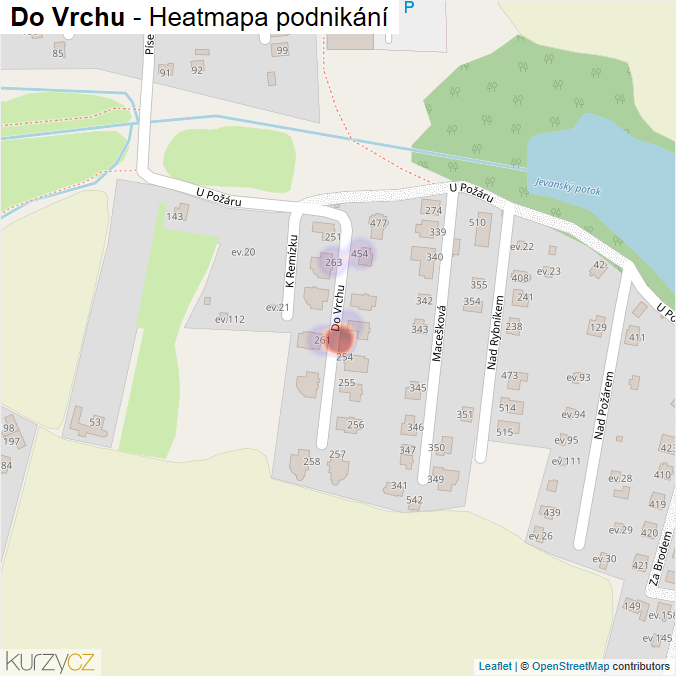 Mapa Do Vrchu - Firmy v ulici.