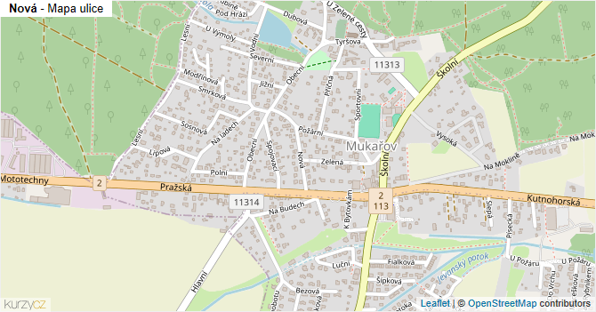 Nová - mapa ulice
