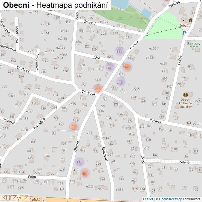 Mapa Obecní - Firmy v ulici.