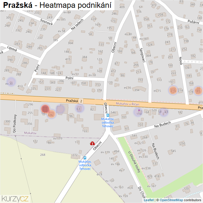 Mapa Pražská - Firmy v ulici.