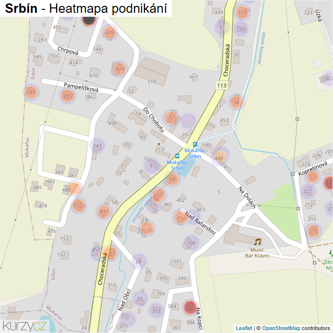 Mapa Srbín - Firmy v části obce.