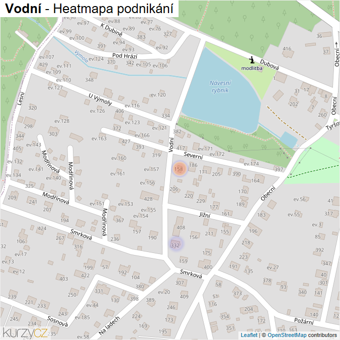 Mapa Vodní - Firmy v ulici.