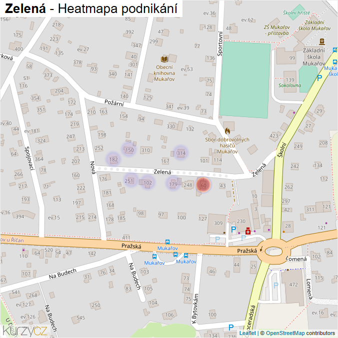 Mapa Zelená - Firmy v ulici.