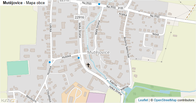 Mutějovice - mapa obce