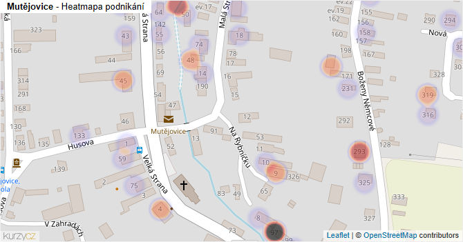 Mutějovice - mapa podnikání