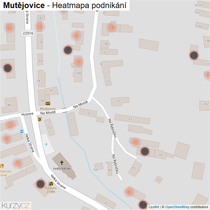 Mapa Mutějovice - Firmy v obci.