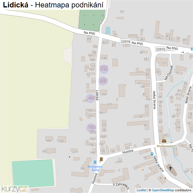 Mapa Lidická - Firmy v ulici.