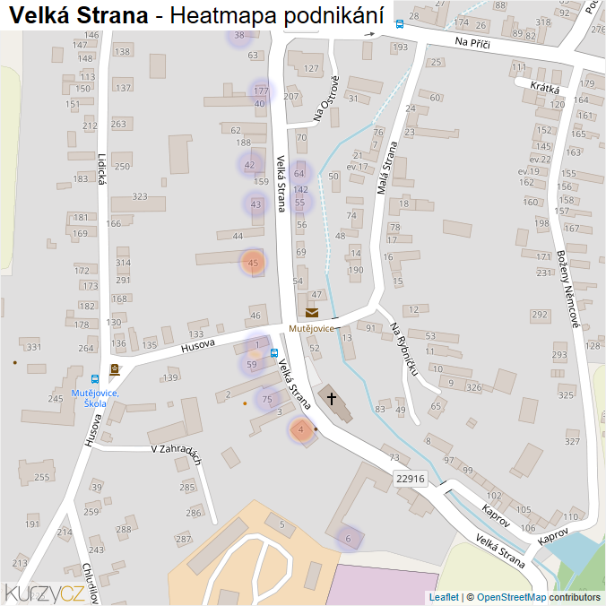 Mapa Velká Strana - Firmy v ulici.