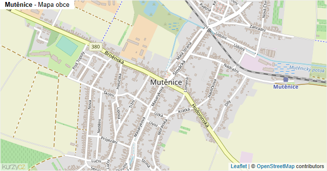 Mutěnice - mapa obce