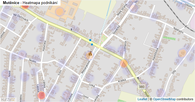 Mutěnice - mapa podnikání