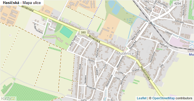 Hasičská - mapa ulice