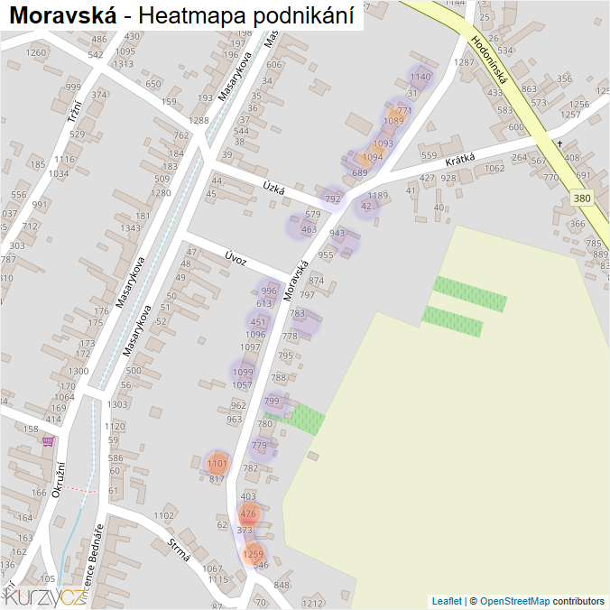 Mapa Moravská - Firmy v ulici.