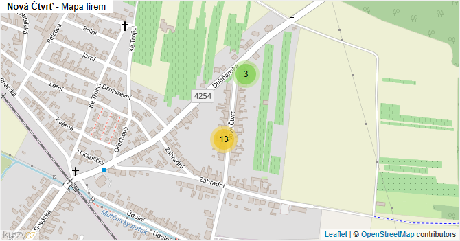 Nová Čtvrť - mapa firem