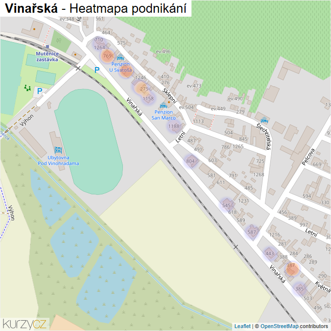 Mapa Vinařská - Firmy v ulici.