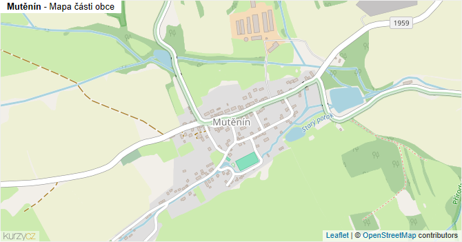 Mutěnín - mapa části obce