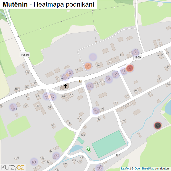 Mapa Mutěnín - Firmy v části obce.