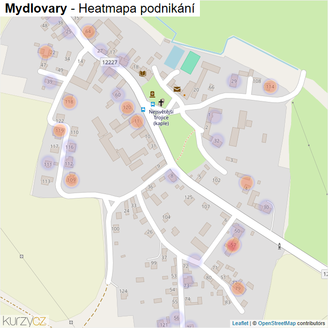 Mapa Mydlovary - Firmy v části obce.