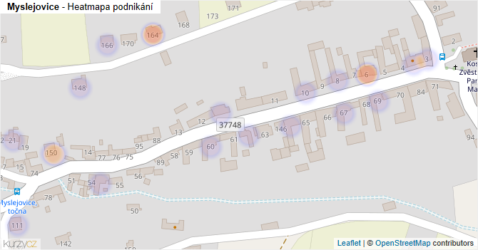Myslejovice - mapa podnikání