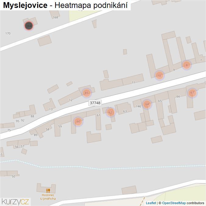 Mapa Myslejovice - Firmy v obci.