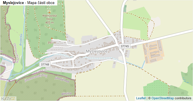 Myslejovice - mapa části obce