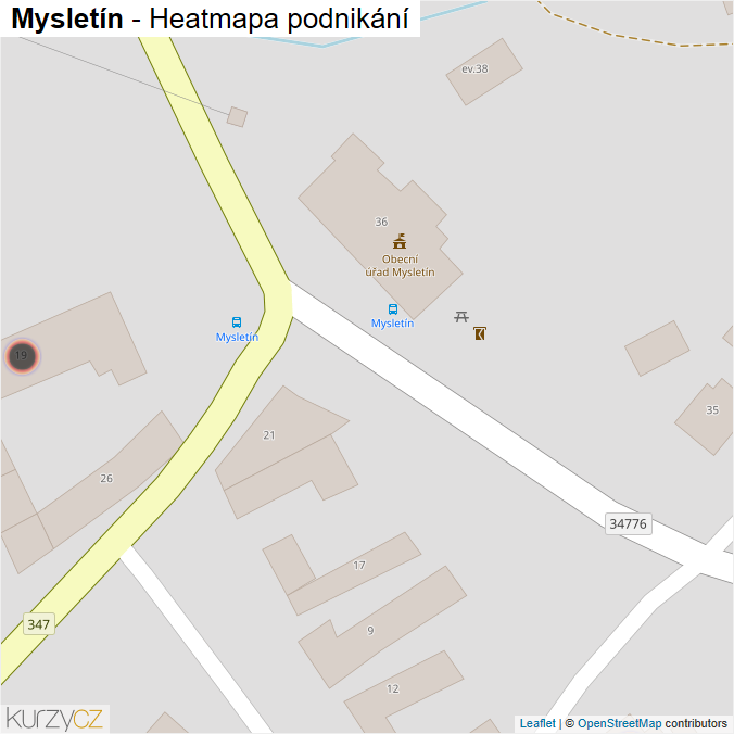 Mapa Mysletín - Firmy v obci.