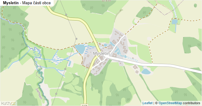 Mysletín - mapa části obce