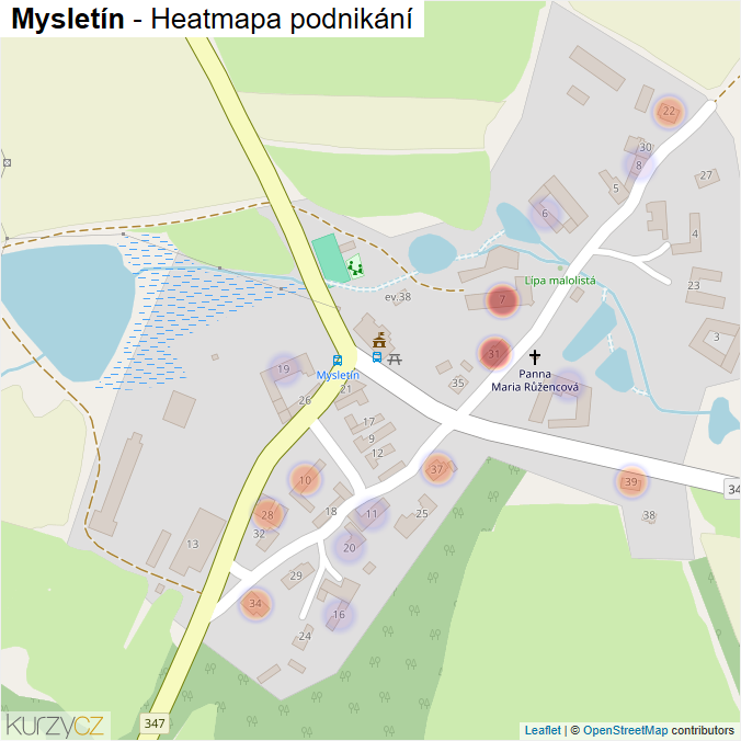 Mapa Mysletín - Firmy v části obce.